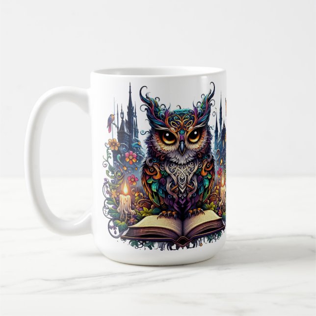 Magical Bookish Owl Coffee Mug (Left)