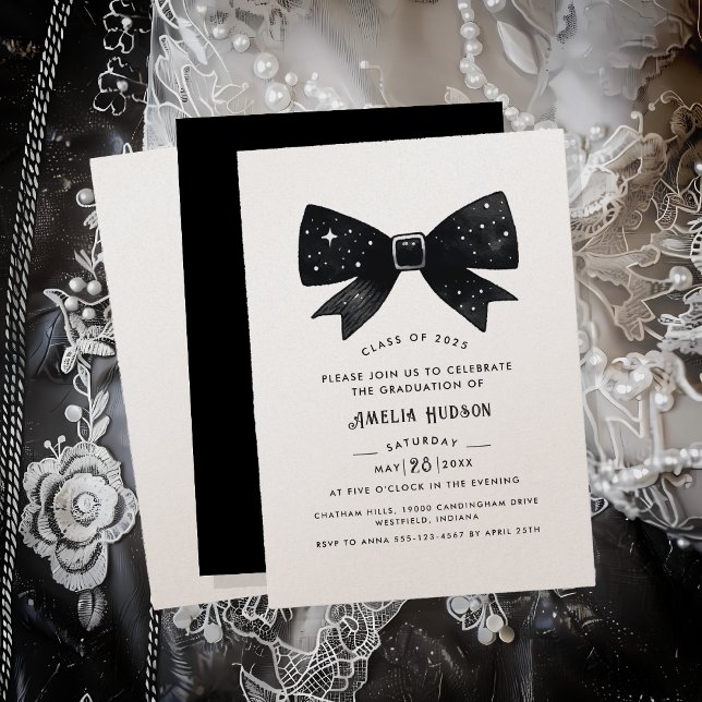 Magical Bow Champagne Shimmer Graduation Party Invitation (Creator Uploaded)