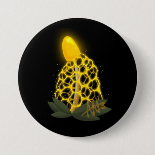 Magical Bridal Veil Sparkly Yellow Mushroom 7.5 Cm Round Badge