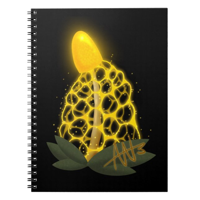 Magical Bridal Veil Sparkly Yellow Mushroom Notebook (Front)