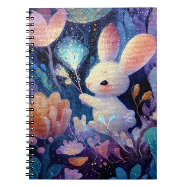 Magical Bunny in Enchanted Garden Notebook (Front)