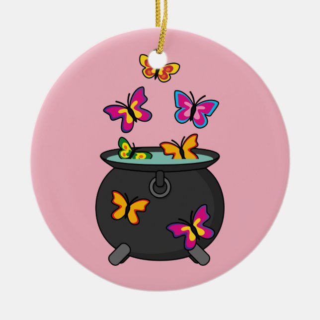 Magical Butterflies from a Cauldron Ceramic Tree Decoration (Front)
