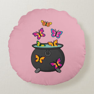 Magical Butterflies from a Cauldron Round Cushion