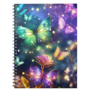 Magical Butterflies on Dark Purple Sparkling Notebook