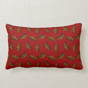 Magical Butterflies on Red Lumbar Cushion