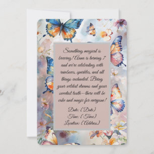 Magical Butterfly Girl Birthday Invitation Card