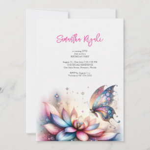 Magical Butterfly Invitations Girl's 5th Birthday