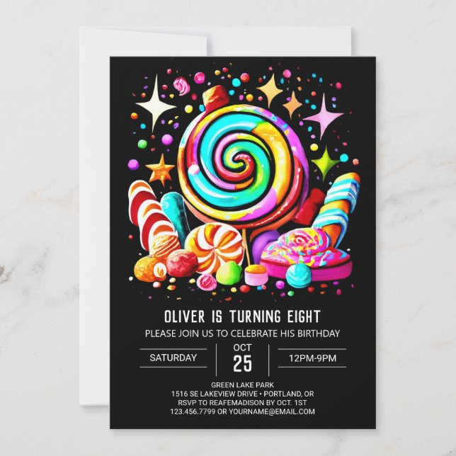 Magical Candyland Colourful Birthday Invitation (Front)