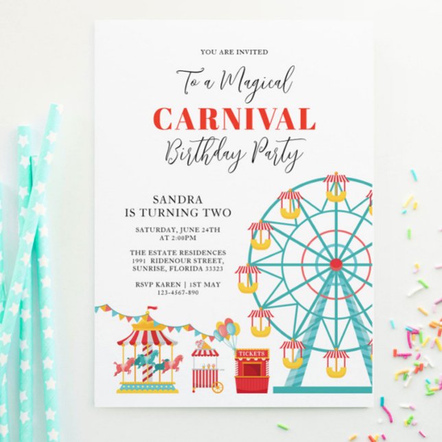 Magical Carnival Birthday Party Invitation (Creator Uploaded)