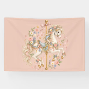 Magical Carousel Horse Floral Design Banner