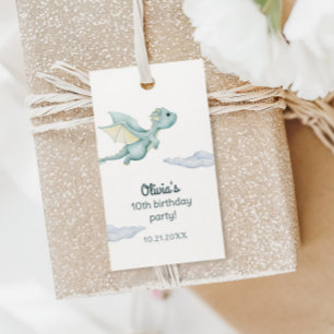 Magical Castle Cute Dragons Kids Birthday Gift Tags