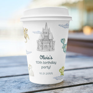 Magical Castle Cute Dragons Kids Birthday Paper Cups