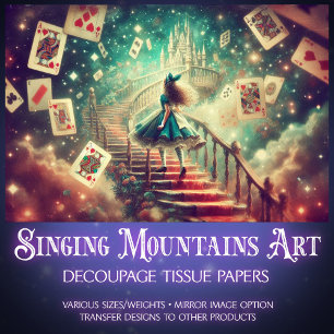 Magical Castle Path Alice In Wonderland Decoupage Tissue Paper