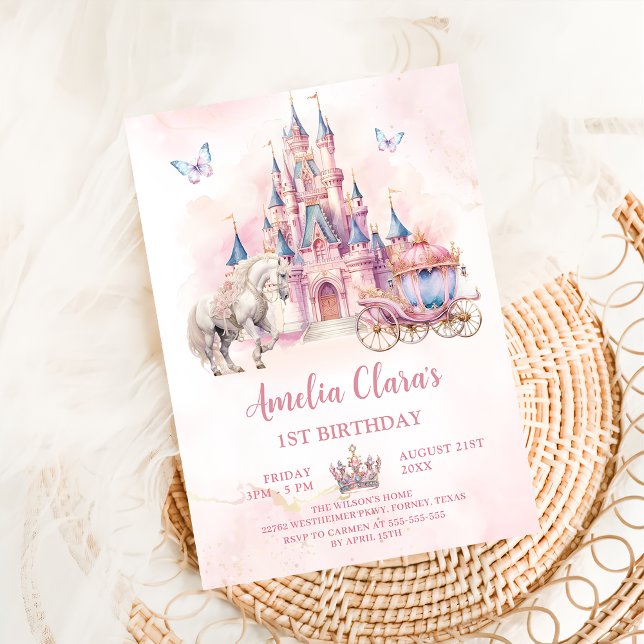 Magical Castle Unicorn Princess Girl Birthday  Invitation (Creator Uploaded)