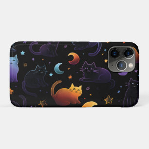 Magical Celestial Cat Pattern with Moons Case-Mate iPhone Case