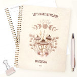 Magical Celestial Mushroom Fungi Moon Boho Planner<br><div class="desc">Trendy planner in Cottagecore mushroom aesthetic magical celestial fungi style,  on the light beige old canvas texture. Easily personalise the text or leave it blank. - Kate Eden Art</div>