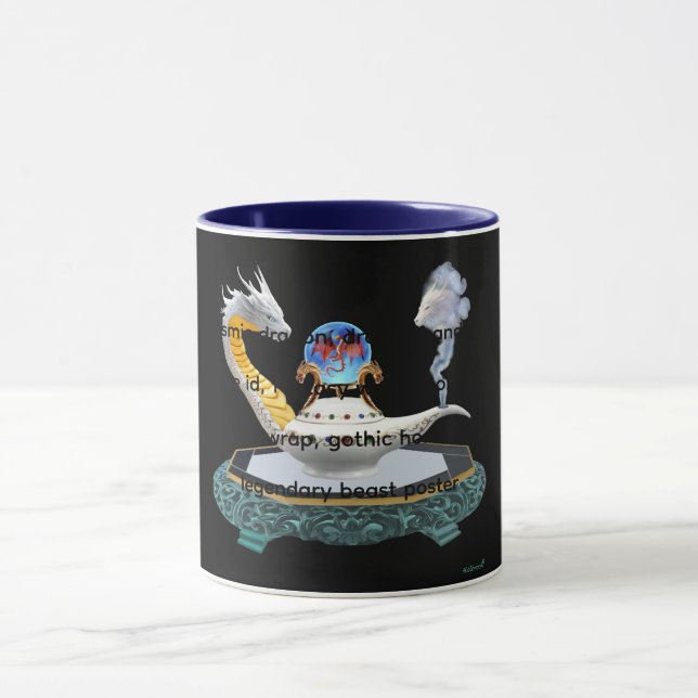 Magical Ceramic Dragon Lantern Fantasy Art  Mug (Center)