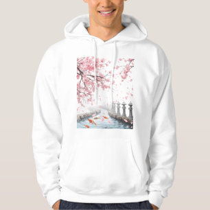 Magical Cherry Blossom Scene with Winding River Hoodie