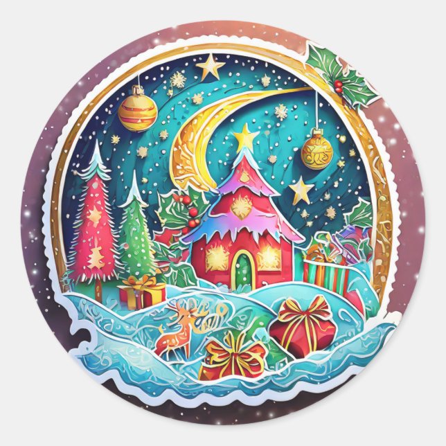 Magical Christmas Classic Round Sticker (Front)