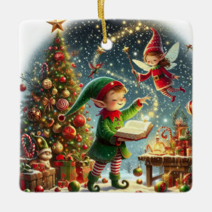 Magical Christmas elf  Ceramic Ornament