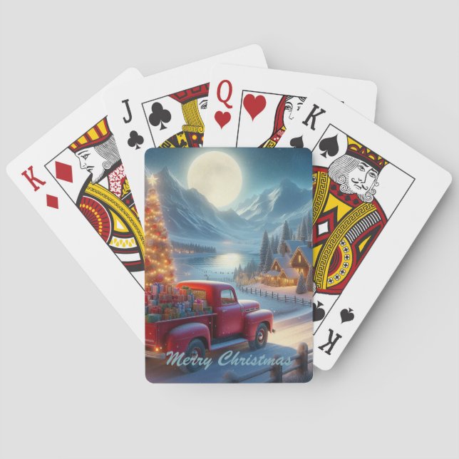 Magical Christmas Eve Delivery Playing Cards (Back)