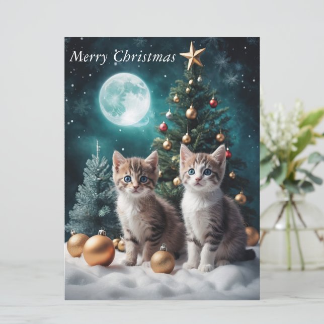 Magical Christmas Eve with Kittens by Tree  (Standing Front)
