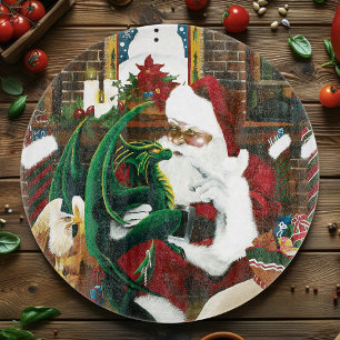Magical Christmas Fantasy Santa Dragon Yule Cosy Cutting Board