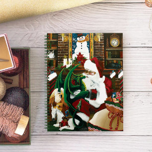 Magical Christmas Fantasy Santa Dragon Yule Cosy Notebook