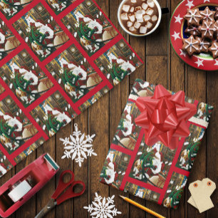 Magical Christmas Fantasy Santa Dragon Yule Cosy Wrapping Paper
