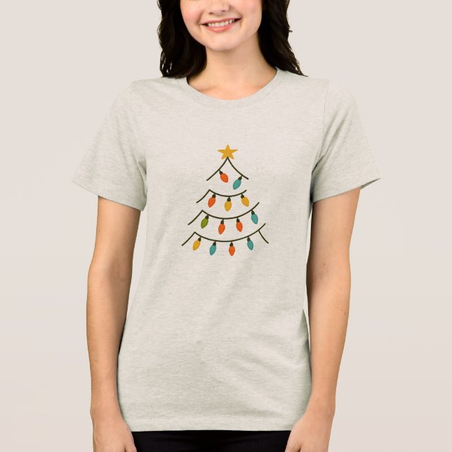 Magical Christmas Light Tree Glow Tri-Blend Shirt (Front)