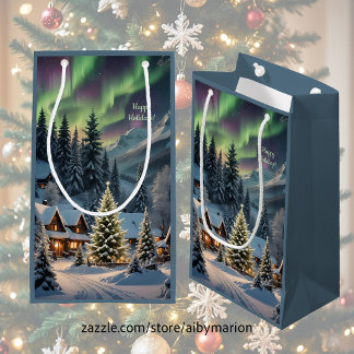 Magical Christmas, Mountain Village, Polar Lights Small Gift Bag