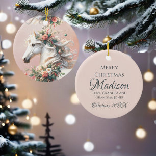 Magical Christmas New Year Horse Ceramic Tree Decoration