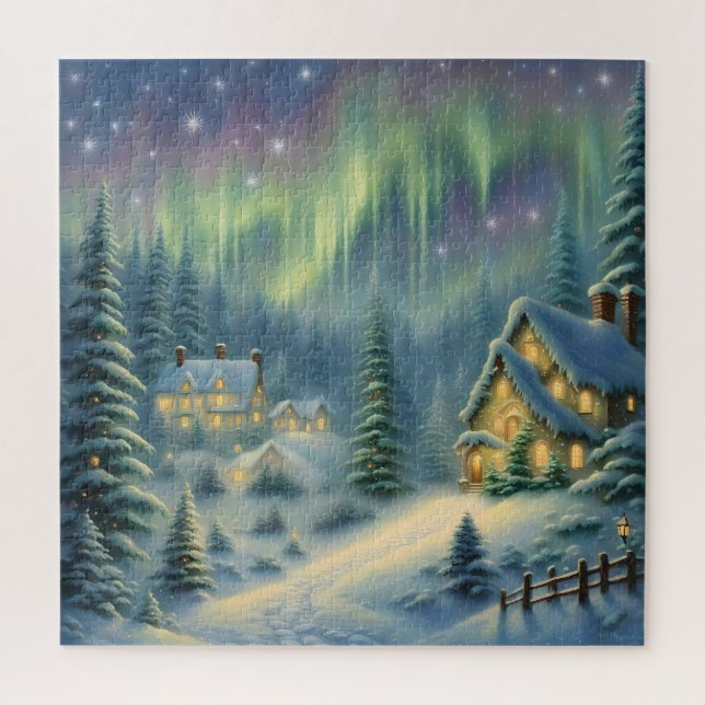 Magical Christmas night in the forest under stars  Jigsaw Puzzle (Vertical)