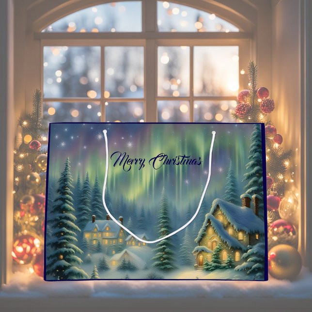 Magical Christmas night in the forest under stars  Large Gift Bag (Creator Uploaded)