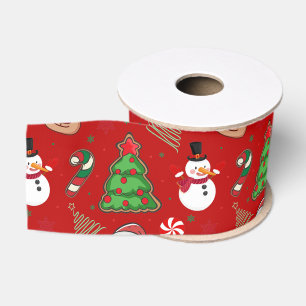 Magical Christmas – Santa, Reindeer & Snowflakes Grosgrain Ribbon