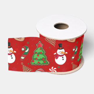 Magical Christmas – Santa, Reindeer & Snowflakes Grosgrain Ribbon