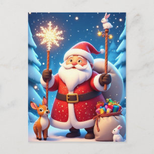 🎄 Magical Christmas Scene Glow ❄️ Santa Winter Postcard