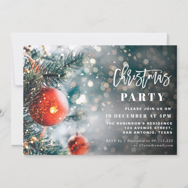 magical christmas script holiday party invitation (Front)