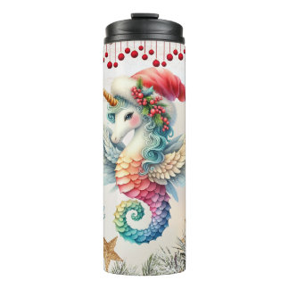 Magical Christmas Seahorse Unicorn Thermal Tumbler