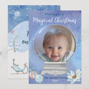 Magical Christmas Snow Globe Holiday Card