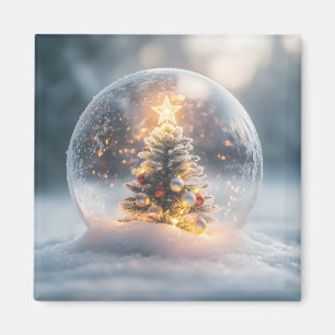 Magical Christmas Snow Globe with Glowing Tree Magnet