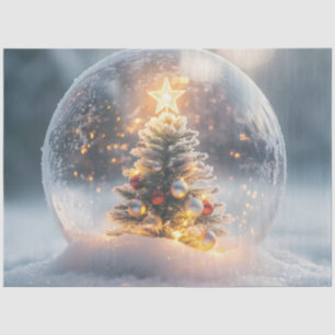 Magical Christmas Snow Globe with Glowing Tree Tissue Paper