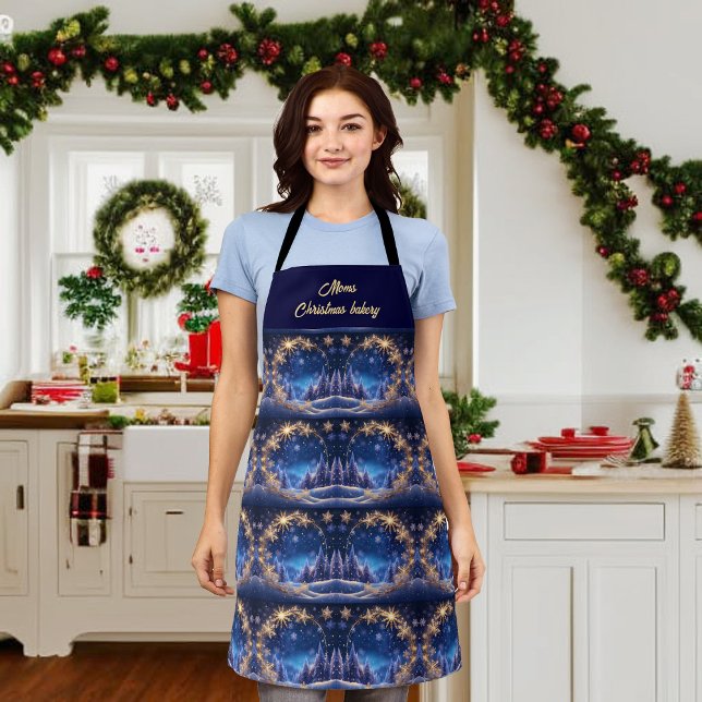 Magical Christmas time - golden snowflakes,  Apron (Creator Uploaded)