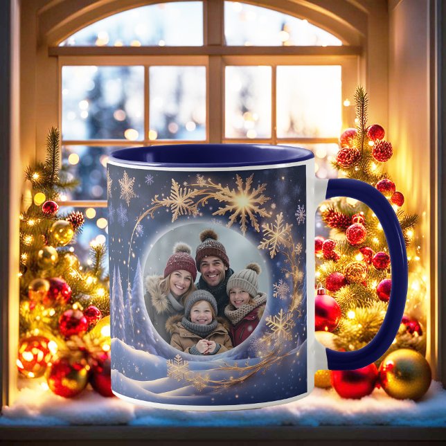 Magical Christmas time - golden snowflakes, photo Mug (Creator Uploaded)