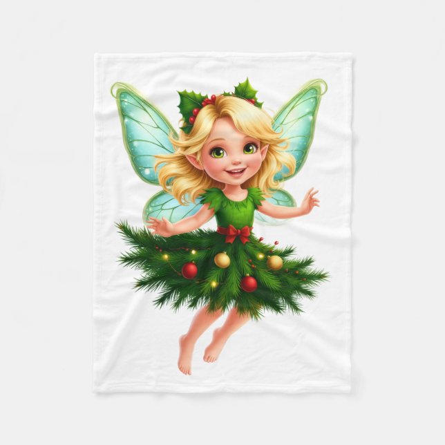 Magical Christmas Tree Fairy Holiday Throw Blanket (Front)