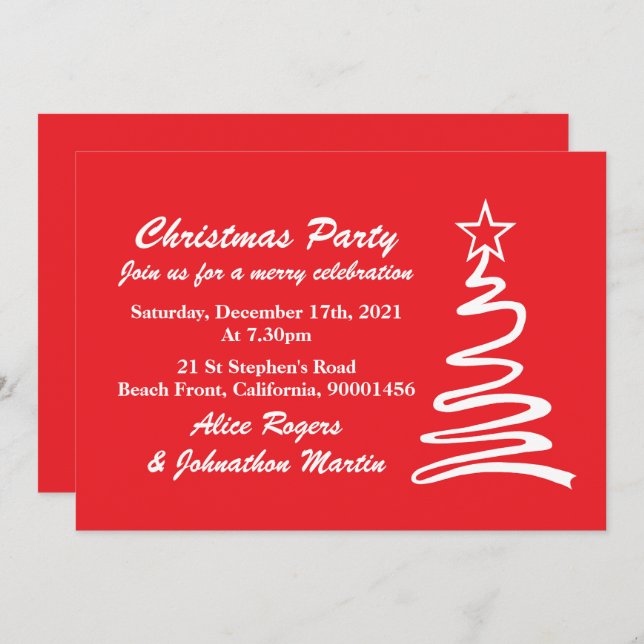 Magical Christmas Tree Holiday Party Invitation (Front/Back)