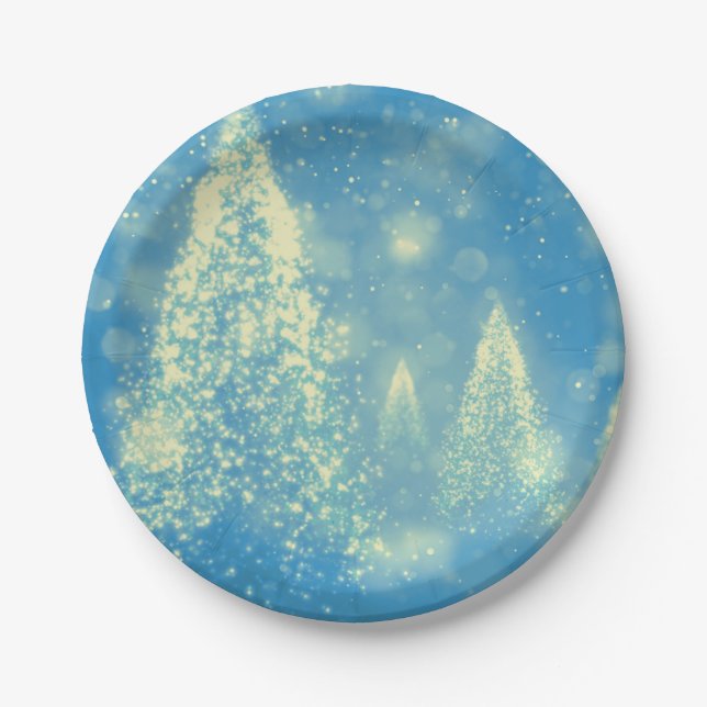 Magical Christmas Trees Paper Plate (Front)
