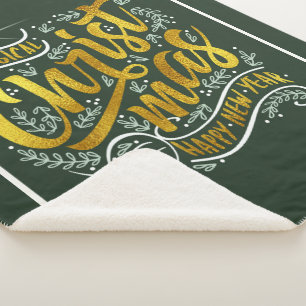 Magical Christmas Typography Gold ID441 Sherpa Blanket