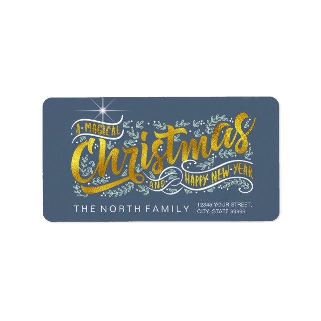 Magical Christmas Typography Horizontal Gold ID441 Label (Front)