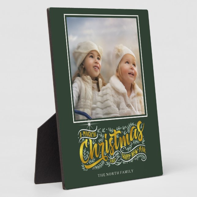 Magical Christmas Typography Photo Gold ID441 Plaque (Side)